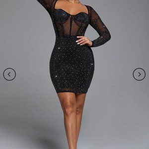 Bella Barnett - Hatty Diamond Corset Bodycon Dress - Black - Size M